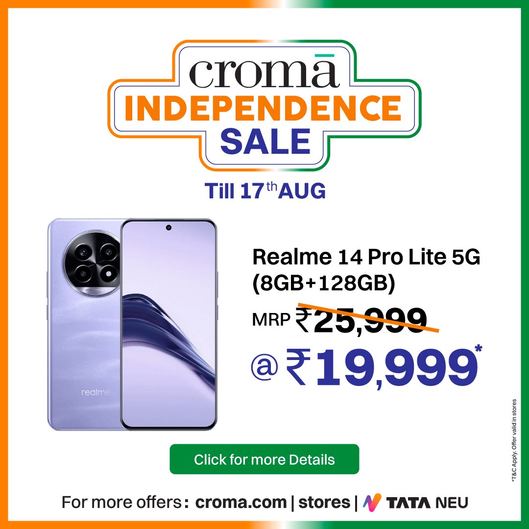 Unmissable Deals This Independence Day: Croma Offers Up to 50% Off Across Electronics, Appliances & More!
