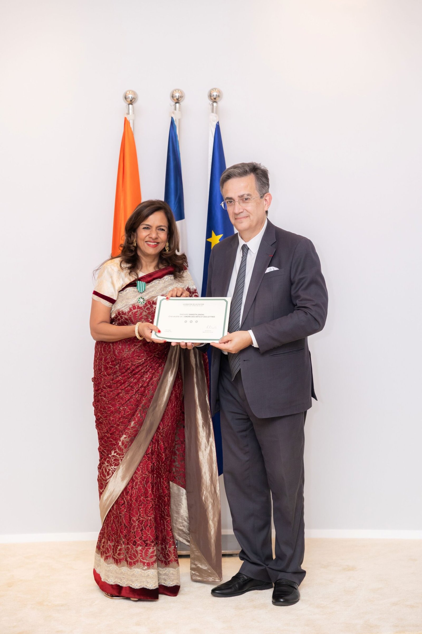 Mrs Sangita Jindal conferred French honour, Chevalier de l’Ordre des Arts et des Lettres