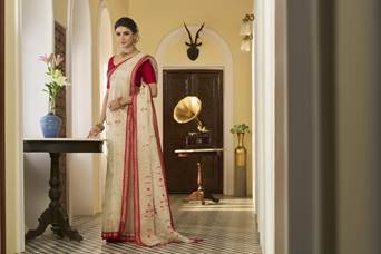 Taneira celebrates Poila Baisakh with a contemporary reimagining of Bengal’s iconic Lal-Paar Shada saree